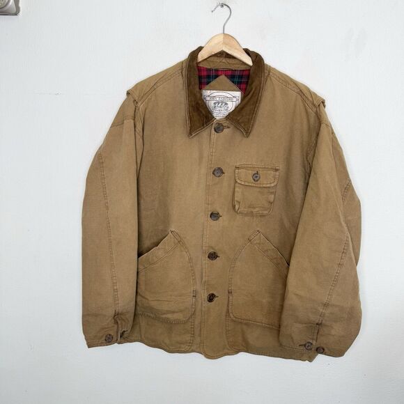 John Ashford Other - John Ashford Chore Barn Coat Brown Leather Collar Button Front Men’s Medium